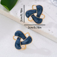 Navy Enamel Knot Stud Earrings with Gold Accents