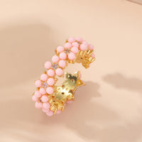 Vintage Beaded Cluster Zirconia Inlaid Geometric Round Ring