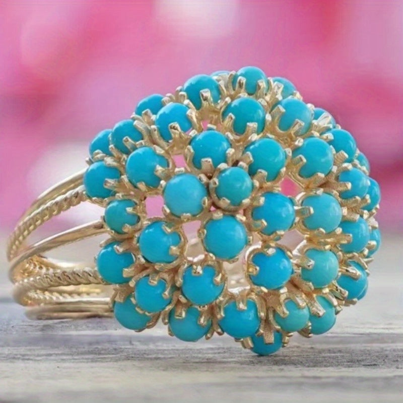 Vintage Turquoise Cluster Cocktail Ring