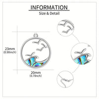 Sterling Silver Seagull & Ocean Wave Pendant Necklace