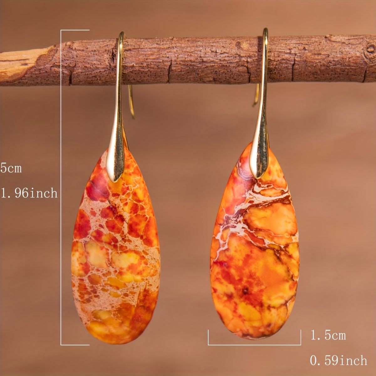 Bohemian Orange Natural Stone Drop Earrings