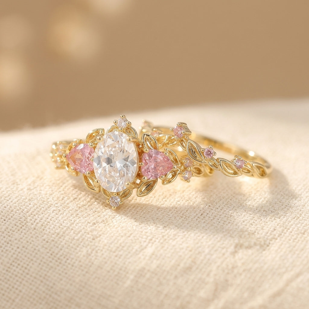 Romantic Pink Zirconia Rose Gold Ring