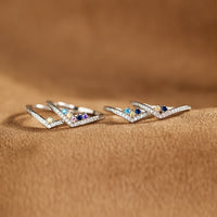 Personalized Birthstones Chevron Pavé Ring