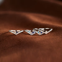 Personalized Birthstones Chevron Pavé Ring