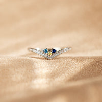 Personalized Birthstones Chevron Pavé Ring