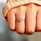 Personalized Birthstones Chevron Pavé Ring