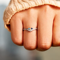 Personalized Birthstones Chevron Pavé Ring