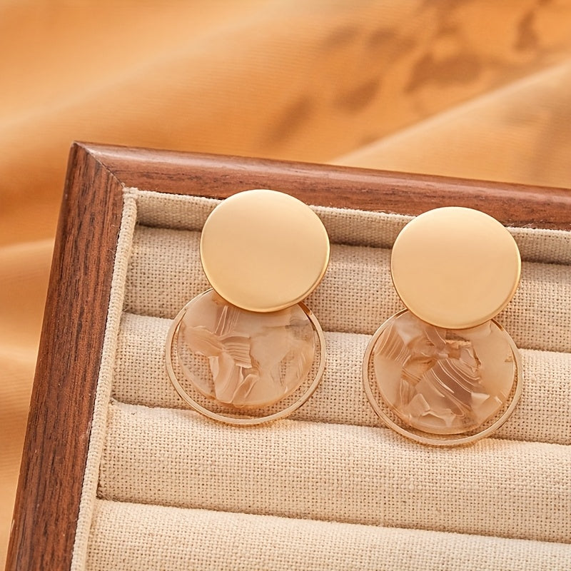 Bohemian Multicolor Geometric Resin Disc Drop Earrings