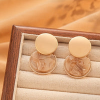 Bohemian Multicolor Geometric Resin Disc Drop Earrings