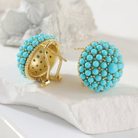 Elegant Palace Style Turquoise Cluster Stud Earrings