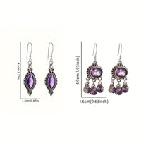 Vintage European Style Purple Zirconia Crystal Inlay Earrings