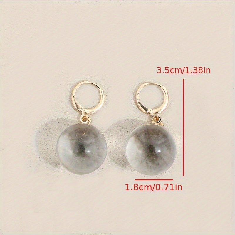 Minimalist Round Glass Pendant Dangle Earrings