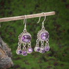 Vintage European Style Purple Zirconia Crystal Inlay Earrings