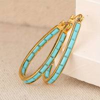 U-Shaped Earrings with Square Synthetic Turquoise