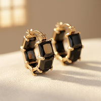 Elegant Black Cubic Zirconia Hoop Earrings