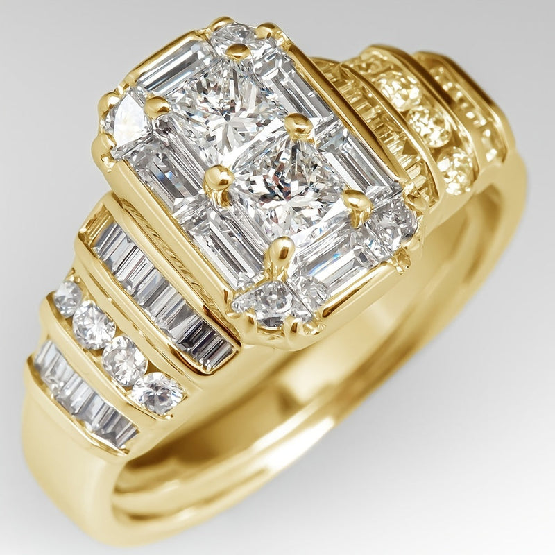 Elegant Silver Plated Bridal Style Square Zirconia Ring