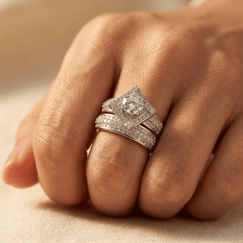 Elegant Square Cubic Zirconia Engagement Ring