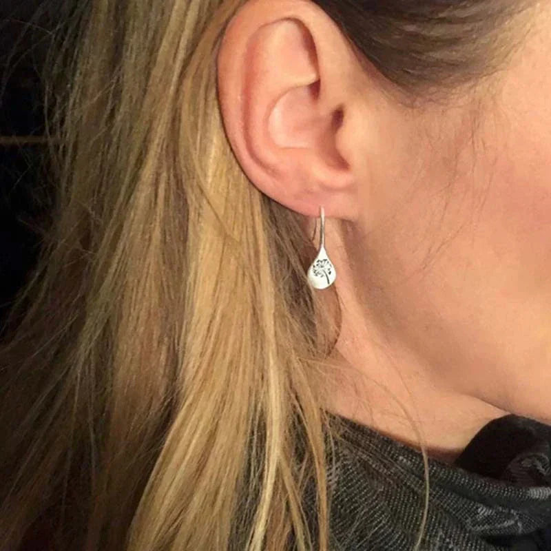 Exclusive Silver Dandelion Leaf Earrings