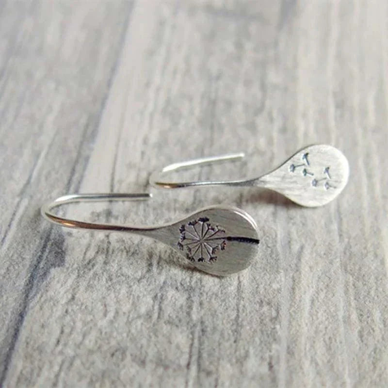 Exclusive Silver Dandelion Leaf Earrings