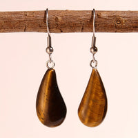 Elegant Tiger Eye Water Drop Design Earrings