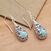 Vintage Boho Style Turquoise Filigree Teardrop Earrings