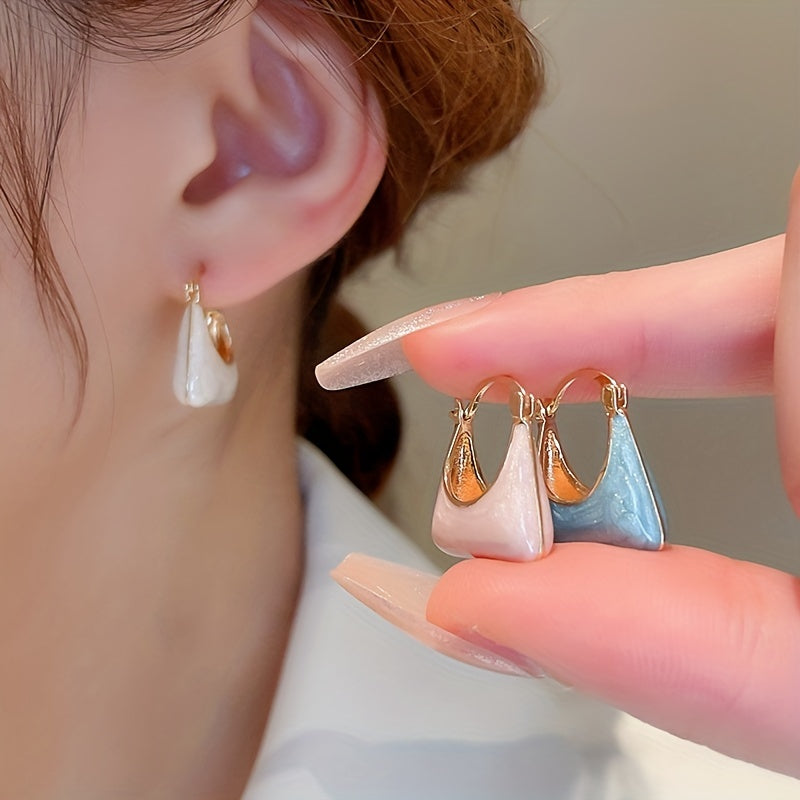 Elegant Retro Style Handbag Design Enamel Hoop Earrings