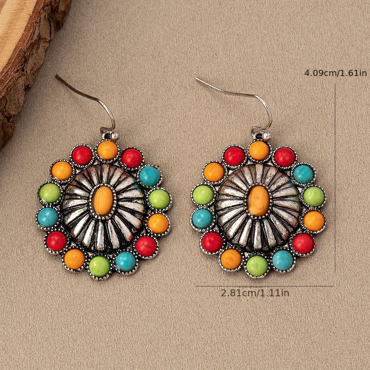 Vintage Sunburst Multistone Statement Earrings