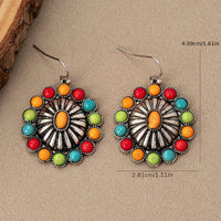 Vintage Sunburst Multistone Statement Earrings
