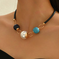 Bohemian Minimalist Pearl & Turquoise Bead Necklace
