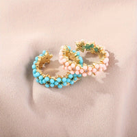 Vintage Beaded Cluster Zirconia Inlaid Geometric Round Ring