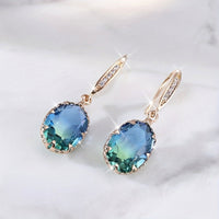 Elegant Vintage Inspired Oval Green Crystal Drop Earrings