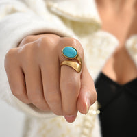 Bohemian Turquoise Gold Plated Open Band Ring