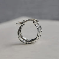 Vintage Irish Celtic Rune Hoop Earrings