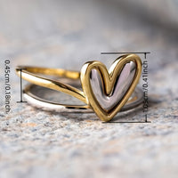 Vintage Metallic Style Two Tone Heart Rings