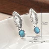 Vintage Style Silver Plated Oval Drop Earrings