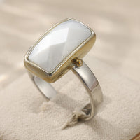 Vintage Bohemian Geometric Moonstone Ring