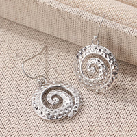 Artisan Spiral Hammered Silver Drop Earrings