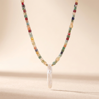 Colorful Natural Stone Square Beaded Necklace