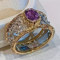 Vintage Micro Pave Purple Zirconia Wide Ring