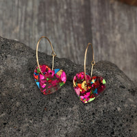 Vintage Style Resin Glitter Heart Pendant Earrings