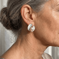 Luxurious earrings with white opal and pearl in gold