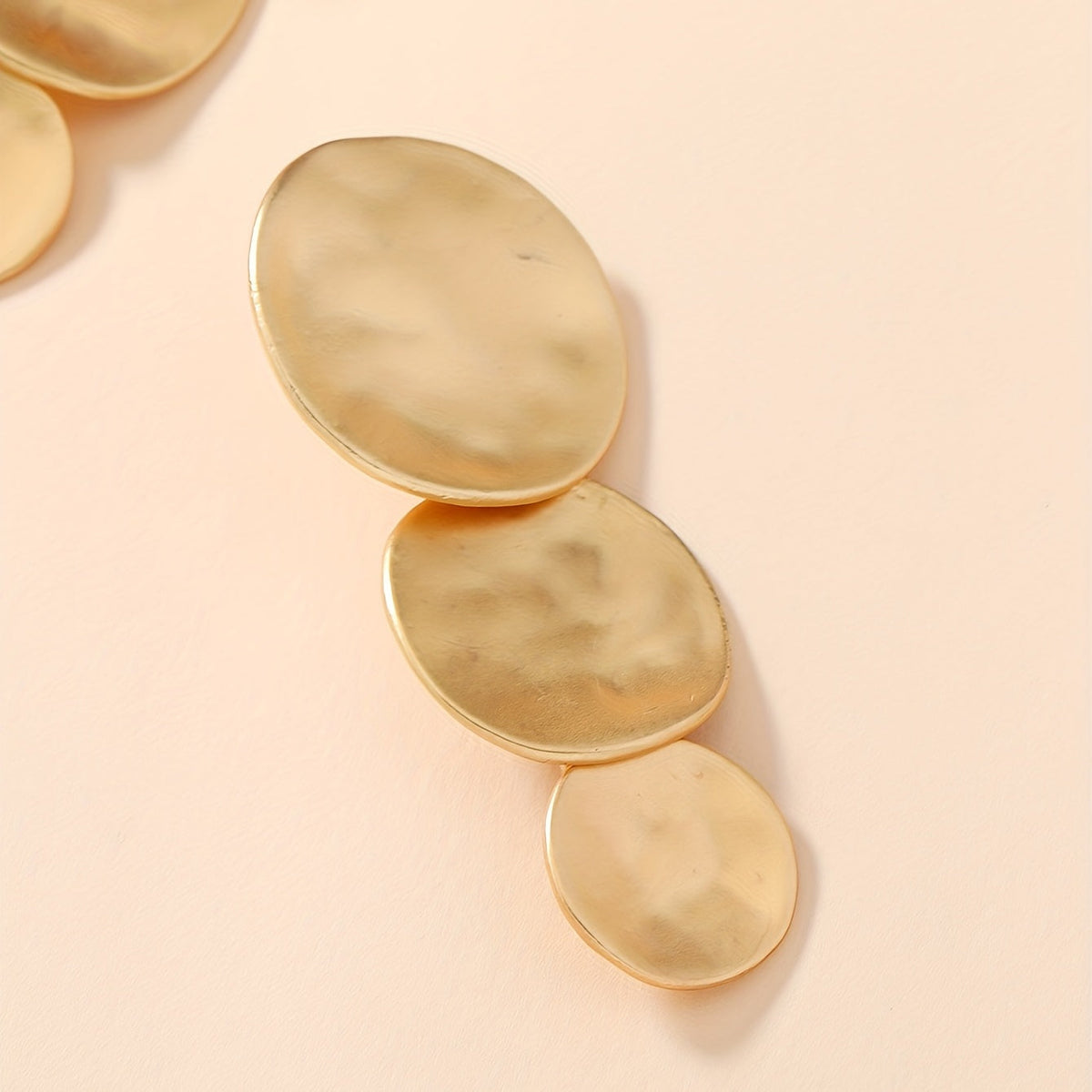 Hammered Gold Disc Statement Earrings