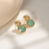 Elegant Geometric Gold Tone Square Earrings