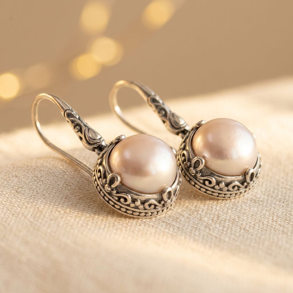 Sienna Silver Pearl Inlay Earrings