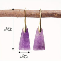 Elegant Natural Stone Amethyst Inverted Trapezoid Earrings