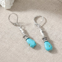 Vintage Bohemian Tibetan Silver Turquoise Earrings
