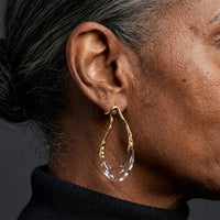 Elegant Geometric Hoop Earrings with Translucent Resin Droplet