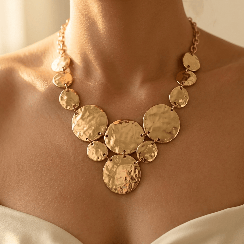 Geometric Metal Jewelry Set Necklace Earrings