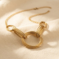 Gold Multi Wire Twisted Circle Necklace