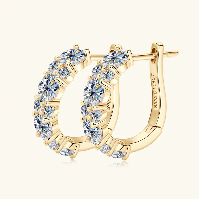 Gold Zirconia Stud Hoop Earrings